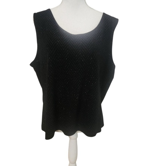 Apostrophe Black Sleeveless Scoop Neck Tank Top 2X - Picture 1 of 11